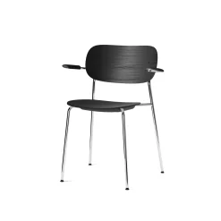 Co Chair, Un-Upholstered With Armrests By Norm Architects & Els Van Hoorebeeck For Menu -Furniture Deals Store 1176539 Co Chair Armrest Black Oak Chrome Angle
