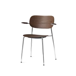 Co Chair, Un-Upholstered With Armrests By Norm Architects & Els Van Hoorebeeck For Menu -Furniture Deals Store 1176849 Co Chair Armrest Dark Stained Oak Chrome Angle