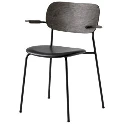 MENU Co Chair With Armrests, Black Oak - Black Leather