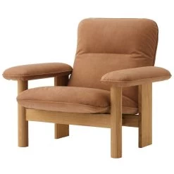 MENU Brasilia Lounge Chair, Oak - Dunes Camel Leather