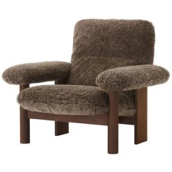 MENU Brasilia Lounge Chair, Dark Stained Oak - Root Sheepskin