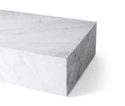 MENU Plinth Table, Low, White Carrara Marble -Furniture Deals Store 7000630 Plinth Low White Pack Angle 2