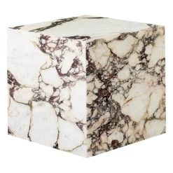 MENU Plinth Table, Cube, Calacatta Viola Marble