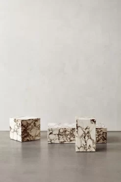 MENU Plinth Table, Low, Calacatta Viola -Furniture Deals Store LAB Plinth Rose