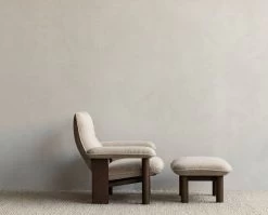 MENU Brasilia Ottoman, Walnut - Bouclé 02 -Furniture Deals Store MENU Brasilia Lounge Chair Brasilia Ottoman Gravel Rug 5 1