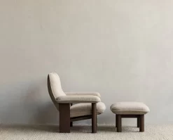 MENU Brasilia Lounge Chair, Walnut - Bouclé 02 -Furniture Deals Store MENU Brasilia Lounge Chair Brasilia Ottoman Gravel Rug 5