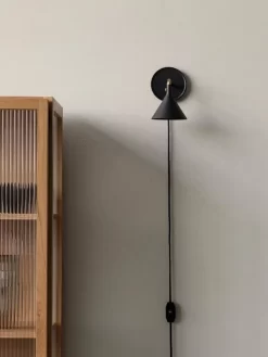 MENU Cast Sconce Wall Lamp With Diffuser, Dimmable, Black - Brass -Furniture Deals Store MENU Curiosity Cabinet Cast Sconce Wall Lamp W Diffuser