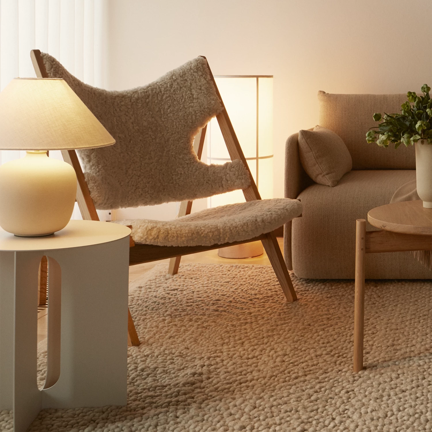 Knitting Chair In Sheepskin By Menu - Image 3