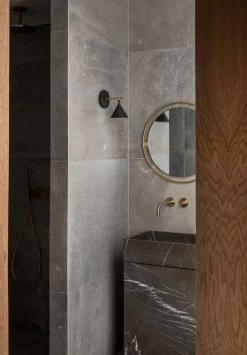 MENU Nimbus Mirror 60 Cm, Polished Brass -Furniture Deals Store MENU Nimbus Mirror Cast Sconce Wall Lamp