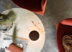 MENU Harbour Column Dining Table, 105 Cm, Black Base - Estremoz Marbl -Furniture Deals Store MENU Oregaard Harbour Column table