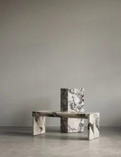MENU Plinth Pedestal Stand, Calacatta Viola Marble -Furniture Deals Store MENU Plinth Bridge Plinth Pedestal