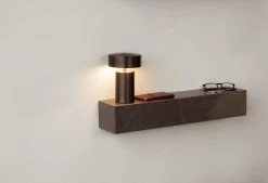 MENU Plinth Shelf, Brown Kendzo Marble -Furniture Deals Store MENU Plinth Shelf Column Table Lamp